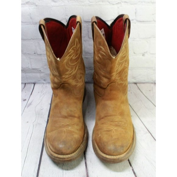 Rocky Brown Leather Pull On Mid Calf Western Cowboy Boots Size 12 M - Picture 5 of 10